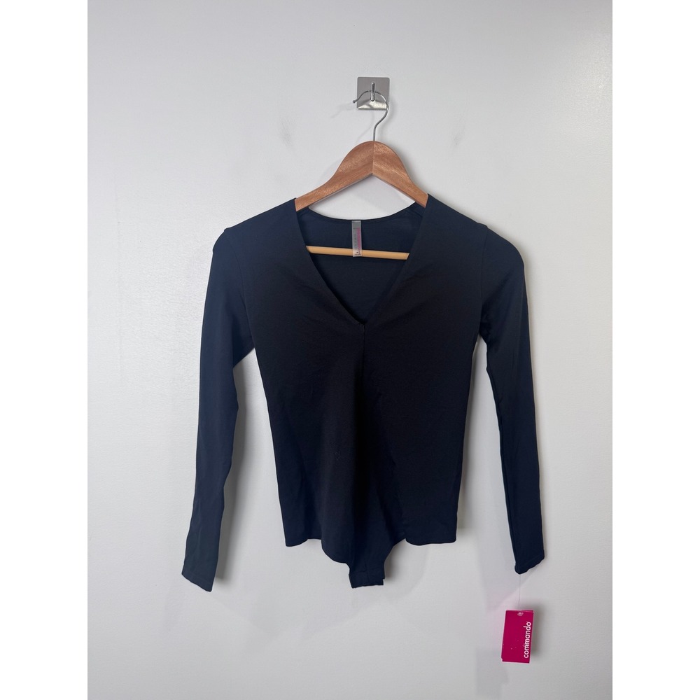 NWT Commando Women Black Prima Ballet Deep V Bodysuit SSL401 OS